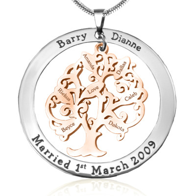 Personalised Tree of My Life Washer 7 - Two Tone - Rose Gold Tree - Name My Jewellery