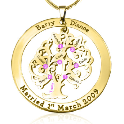 Personalised Tree of My Life Washer 7 - 18ct Gold Plated - Name My Jewellery