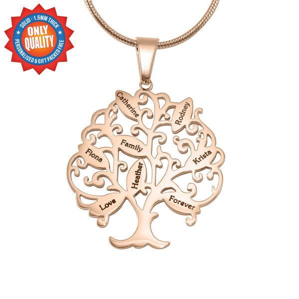 Personalised Tree of My Life Necklace 8 - 18ct Rose Gold Plated - Name My Jewellery