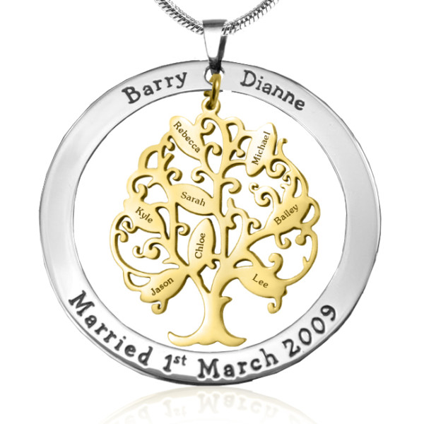 Personalised Tree of My Life Washer 8 - Two Tone - Gold Tree - Name My Jewellery