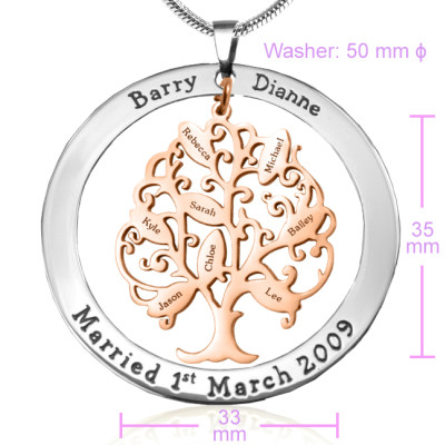 Personalised Tree of My Life Washer 8 - Two Tone - Rose Gold Tree - Name My Jewellery