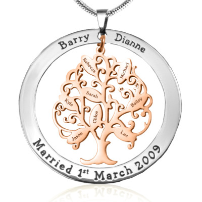 Personalised Tree of My Life Washer 8 - Two Tone - Rose Gold Tree - Name My Jewellery