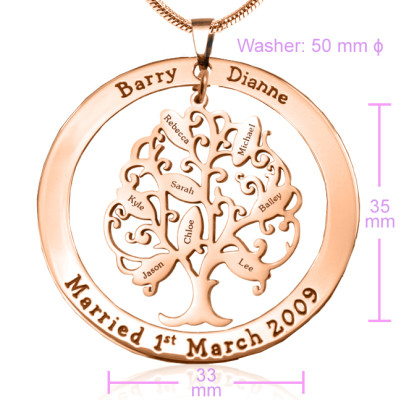 Personalised Tree of My Life Washer 8 - 18ct Rose Gold Plated - Name My Jewellery