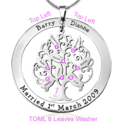 Personalised Tree of My Life Washer 8 - Sterling Silver - Name My Jewellery