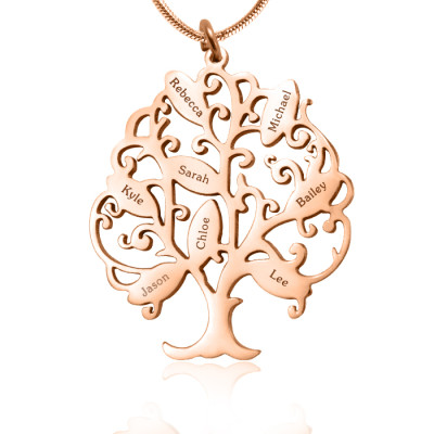 Personalised Tree of My Life Necklace 8 - 18ct Rose Gold Plated - Name My Jewellery