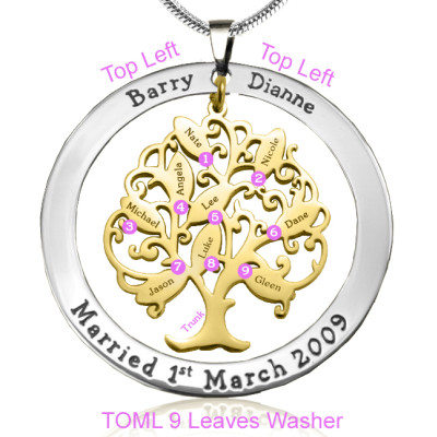 Personalised Tree of My Life Washer 9 - Two Tone - Gold Tree - Name My Jewellery
