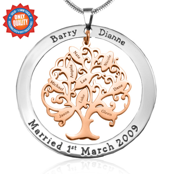 Personalised Tree of My Life Washer 9 - Two Tone - Rose Gold Tree - Name My Jewellery