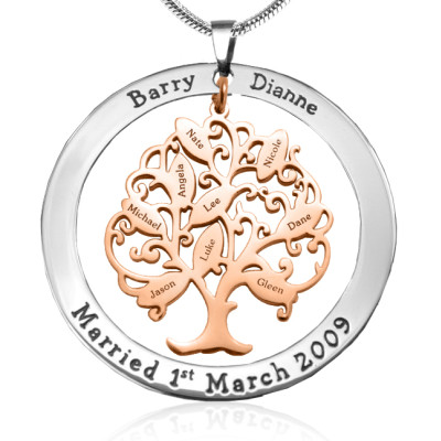 Personalised Tree of My Life Washer 9 - Two Tone - Rose Gold Tree - Name My Jewellery