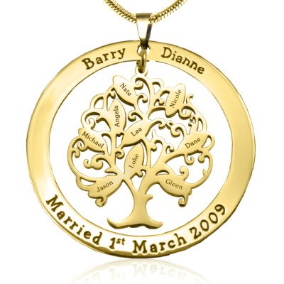 Personalised Tree of My Life Washer 9 - 18ct Gold Plated - Name My Jewellery