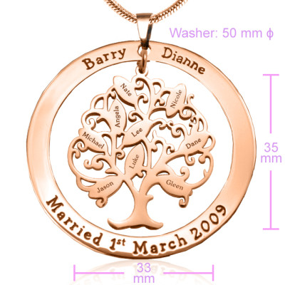 Personalised Tree of My Life Washer 9 - 18ct Rose Gold Plated - Name My Jewellery