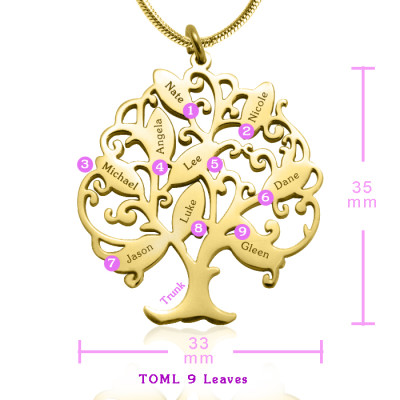 Personalised Tree of My Life Necklace 9 - 18ct Gold Plated - Name My Jewellery