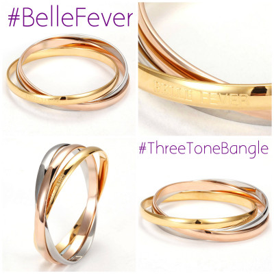 Personalised Three Tone Bangle Set - Name My Jewellery