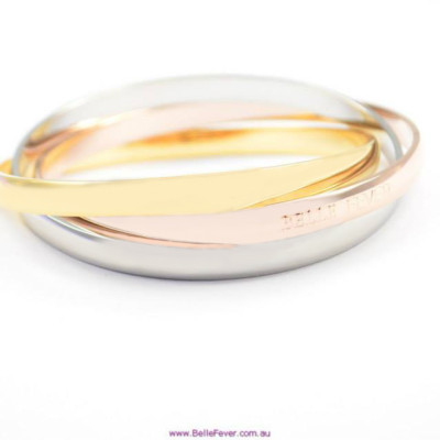 Personalised Mother Daughter Three Tone Bangle Set - Name My Jewellery