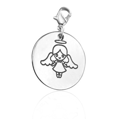 Personalised Angel Charm Silver - Name My Jewellery