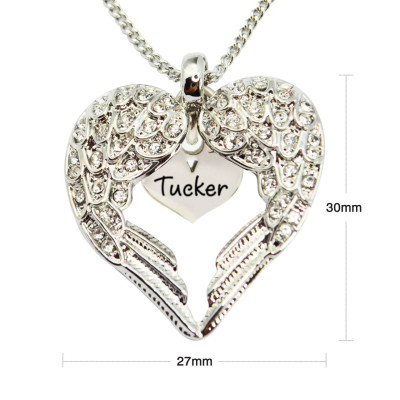 Personalised Angels Heart Necklace with Heart Insert - Name My Jewellery