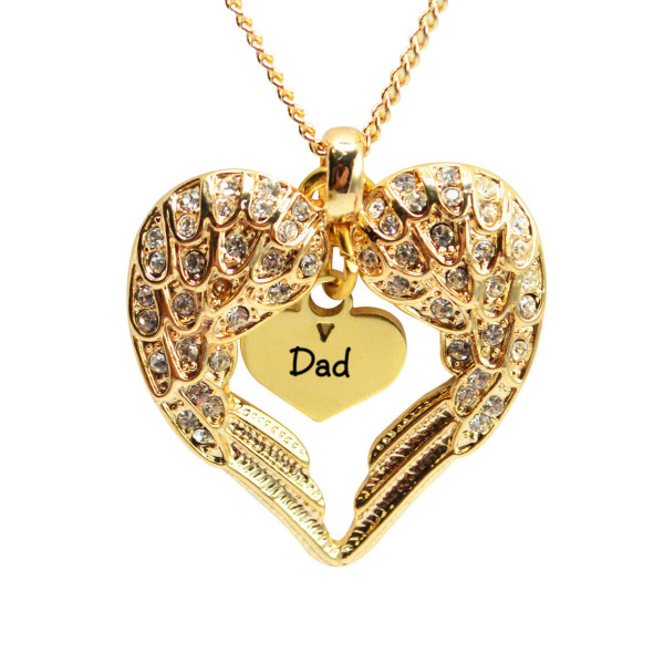 Personalised Angels Heart Necklace with Heart Insert - 18ct Gold Plated - Name My Jewellery