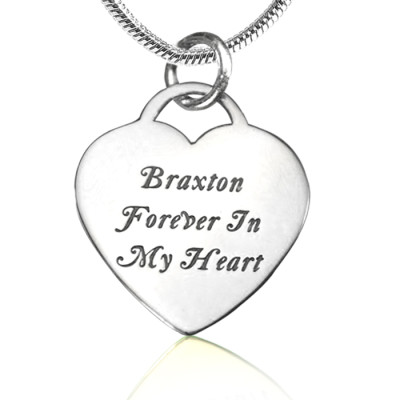 Personalised Forever in My Heart Necklace - Sterling Silver - Name My Jewellery
