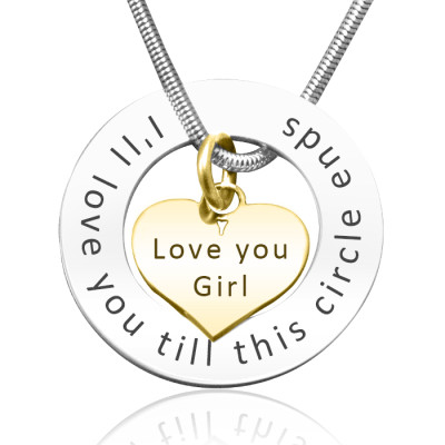 Personalised Circle My Heart Necklace - Two Tone HEART in Gold - Name My Jewellery