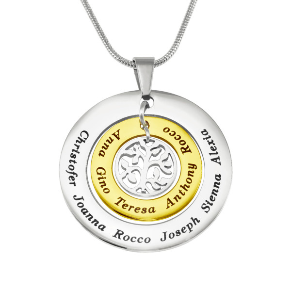 Personalised Circles of Love Necklace Tree - TWO TONE - Gold  Silver - Name My Jewellery