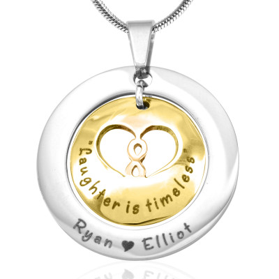 Personalised Infinity Dome Necklace - Two Tone - Gold Dome  Silver - Name My Jewellery