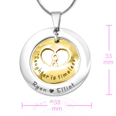 Personalised Infinity Dome Necklace - Two Tone - Gold Dome  Silver - Name My Jewellery