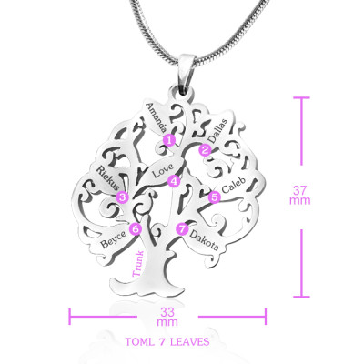 Personalised Tree of My Life Necklace 7 - Sterling Silver - Name My Jewellery