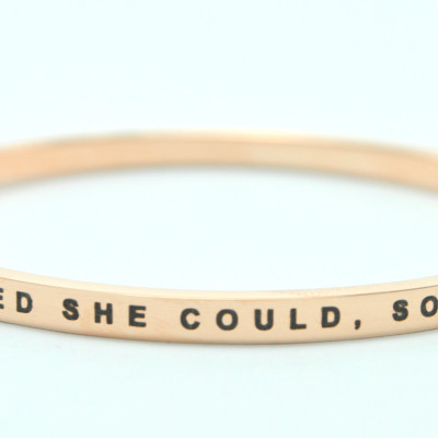 Personalised She Believed She Could Bangle 18ct Gold Plated - Name My Jewellery