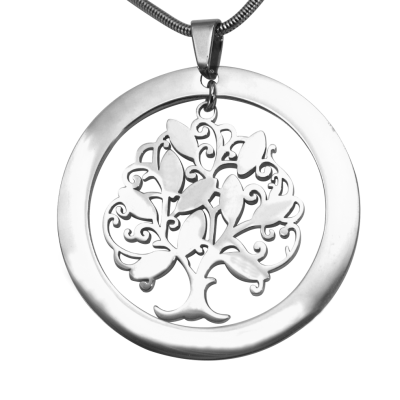 Personalised Tree of My Life Washer Necklace 10 - Sterling Silver - Name My Jewellery