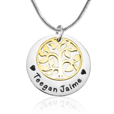 Personalised My Family Tree Single Disc - Two Tone - Gold  Silver - Name My Jewellery