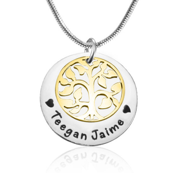 Personalised My Family Tree Single Disc - Two Tone - Gold  Silver - Name My Jewellery
