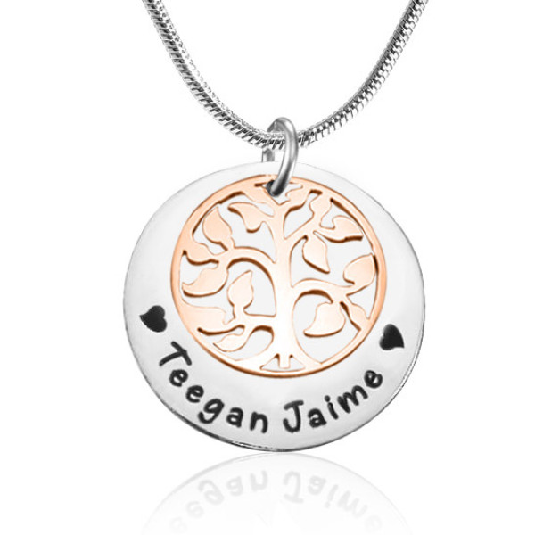 Personalised My Family Tree Single Disc - Two Tone - Rose Gold  Silver - Name My Jewellery
