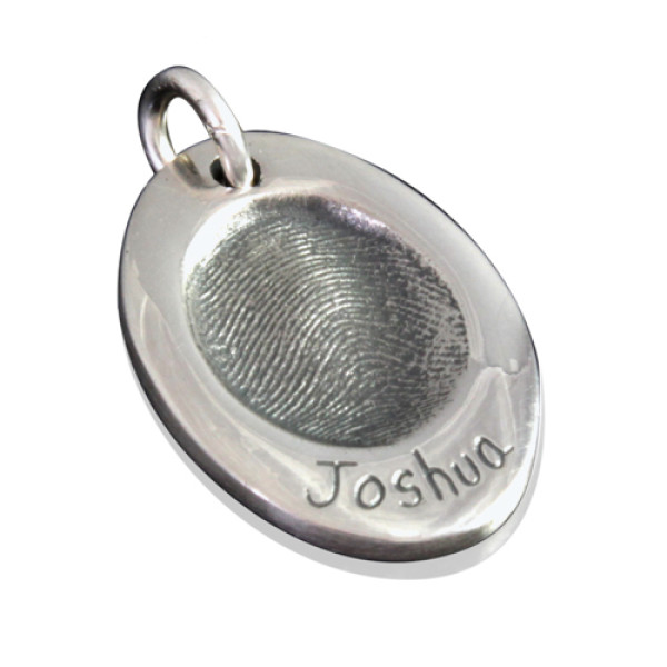 925 Sterling Silver FingerPrint Oval Pendant - Name My Jewellery