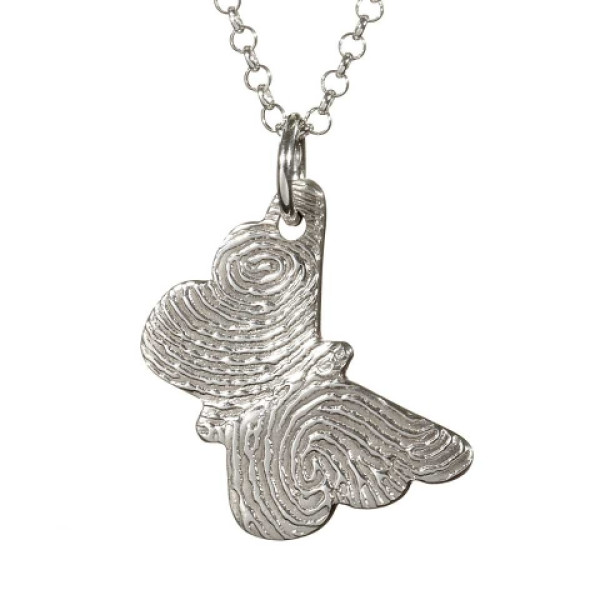 925 Sterling Silver FingerPrint Butterfly Pendant - Name My Jewellery