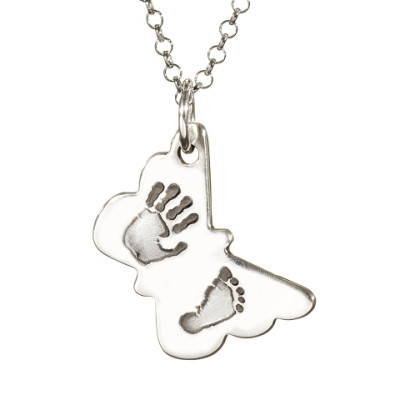 Butterfly Hand Foot Print Necklace - Name My Jewellery
