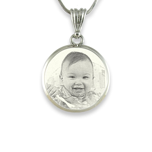 925 Sterling Silver Photo In Circle Pendant Necklace - Name My Jewellery