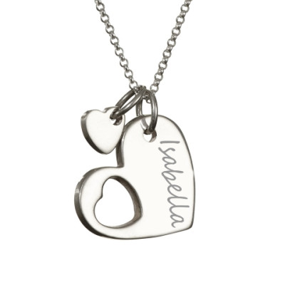 925 Sterling Silver Cut Out Heart Handprint Necklace - Name My Jewellery