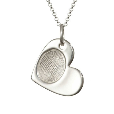 925 Sterling Silver FingerPrint Cascade Heart Pendant - Name My Jewellery