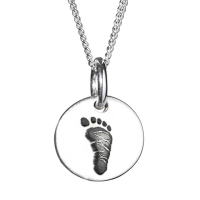 925 Sterling Silver Hand / Footprint Medium Circle Pendant - Name My Jewellery
