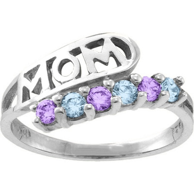 Cherish  MOM Cut-out 2-6 Stones Ring  - Name My Jewellery