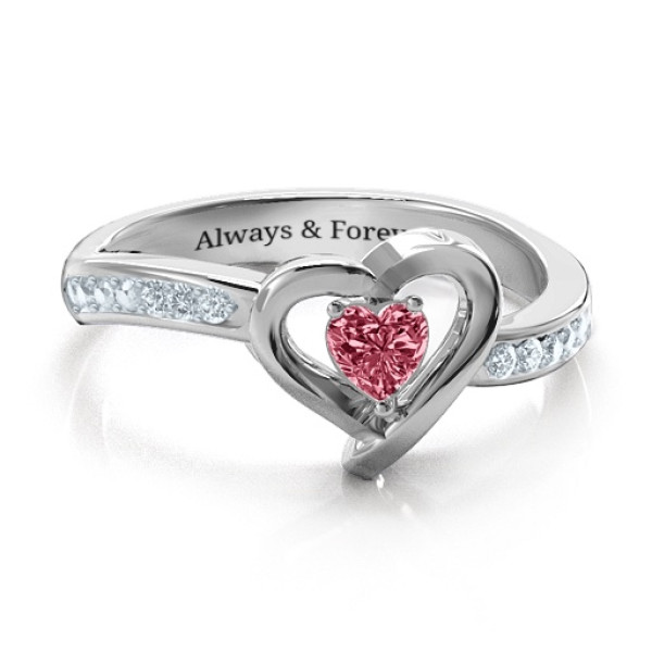 18ct White Gold Falling For You Accented Heart Ring - Name My Jewellery