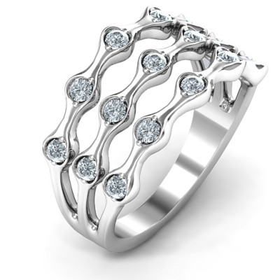 15 Stone Family Wave Ring  - Name My Jewellery