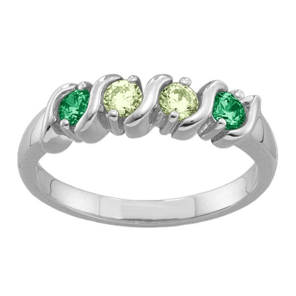 2-6 Gemstones S-Curve Ring  - Name My Jewellery