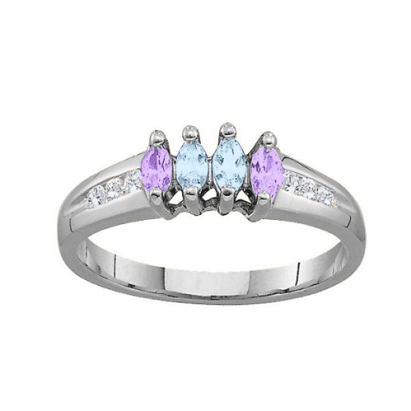 3-6 Marquise Ring With Channel Set Accents - Name My Jewellery
