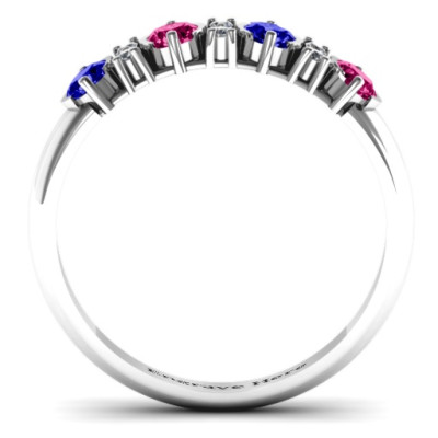 3-6 Stone Circular Half Bezel and Twin Accent Ring  - Name My Jewellery