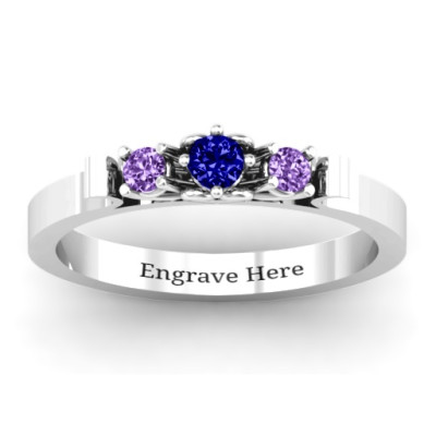 3-Stone Ring with Heart Gallery  - Name My Jewellery