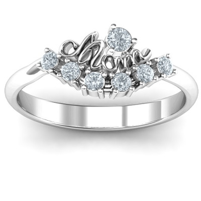 4 - 9 Stone Mom's Glimmering Love Ring  - Name My Jewellery