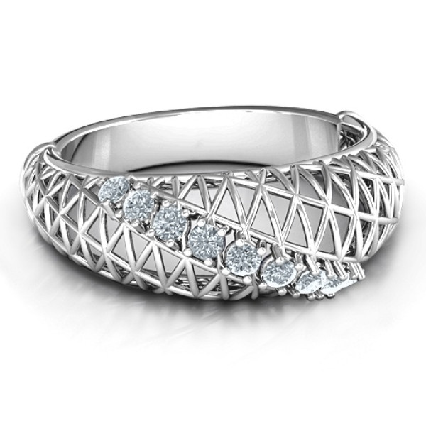 9 Stone Geometric Mesh Ring  - Name My Jewellery