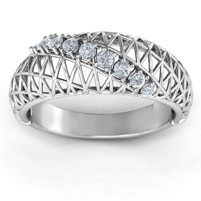 9 Stone Geometric Mesh Ring  - Name My Jewellery