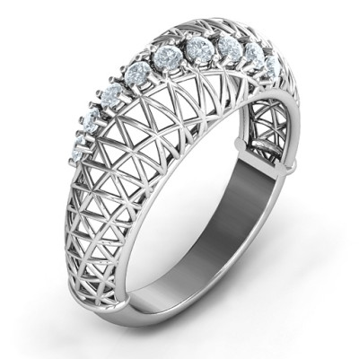 9 Stone Geometric Mesh Ring  - Name My Jewellery