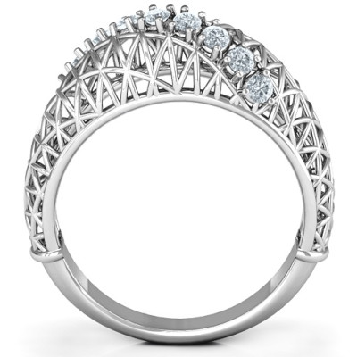 9 Stone Geometric Mesh Ring  - Name My Jewellery